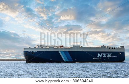 St Simons, Georgia - October 18, 2016: Freighters Now Carry Most Of The Worlds Cargo And The Largest