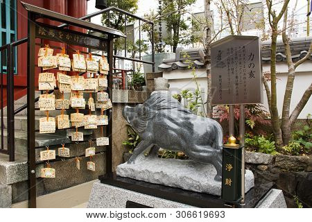 Ema Wood Tag Or Wooden Label For People Write Their Prayers And Leave Hang Up At Marishiten Tokudaij