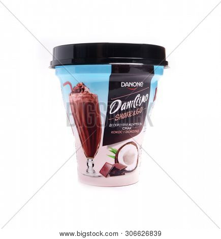 Kyiv, Ukraine - May 27, 2019: Danissimo - Shake & Go yogurt cocktail 