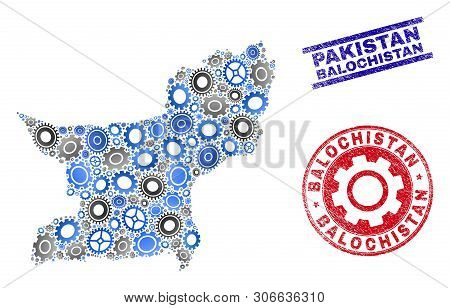 Service Vector Balochistan Province Map Collage And Stamps. Abstract Balochistan Province Map Is Com