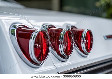 Close-up Rear Lights Of Retro Car, Vintage Lights, Raritet