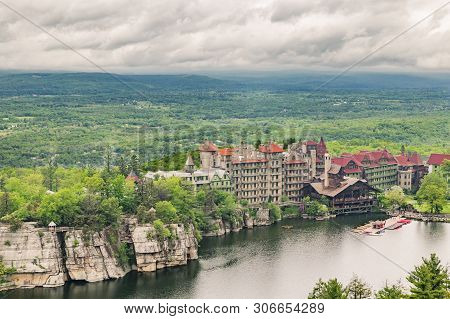 A View Of Mohonk Mountain House From The Skytop Tower.