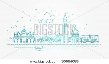 Venice City, Illustration. Vector Venice Buildings Set