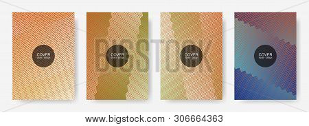 Zig Zag Lines Halftone Banner Templates Set, Vector Backgrounds For   Cover Layouts. Stylish Zig Zag