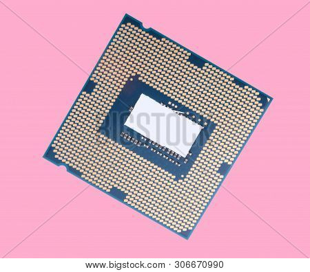 Central Processor Unit Isolated On Pink Background At Dry Sunny Day