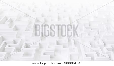 Illustration Of A White Large Maze Or Labyrinth.3d Rendering.