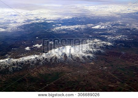 View Of Snow Mountains In Turkey From The Plane
