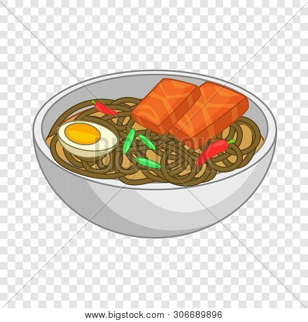 Japanese Soup With Green Tea Soba Noodles Icon. Cartoon Illustration Of Japanese Soup With Green Tea