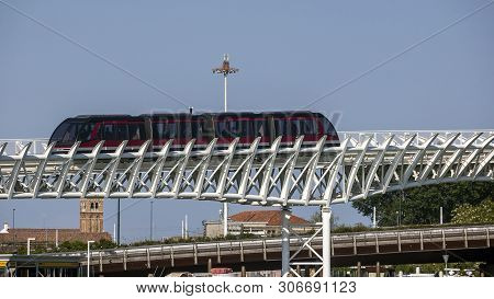 Italy, Venice. Monorail (original Name Of The People Mover) Between Piazzale Roma And The Venice Cru