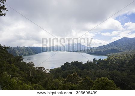 View At Mountain Caldera Lake Buyan In The Central Part Of Bali Island, Indonesia