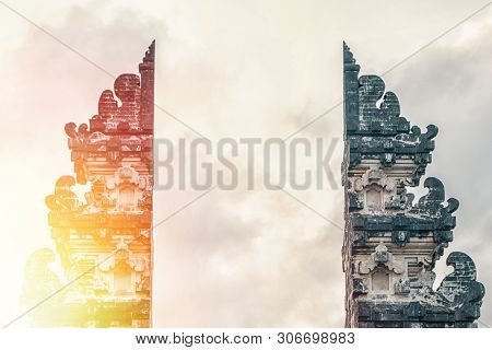 Lempuyang Temple, Bali Indonesia. Sunlight And Close Up