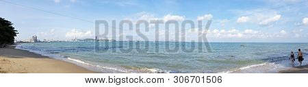 Pattaya Bay Pattaya City In Chonburi Thailand,the Famous Pattaya City Sign On The Hill At Pattaya Ba