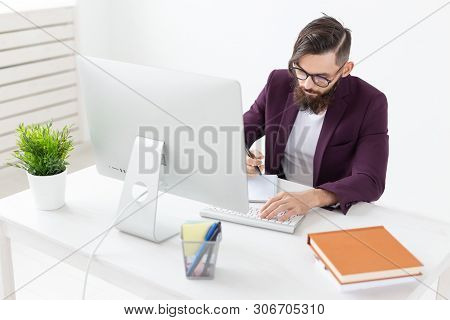 Illustrator, Design And Style Concept - Graphic Designer Sketching New Project On Tablet Working On 