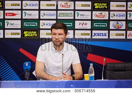 Rostov-on-don, Russia - May 5, 2019: Murad Musaev Coach Of Fc Krasnodar At The Press Conference Afte