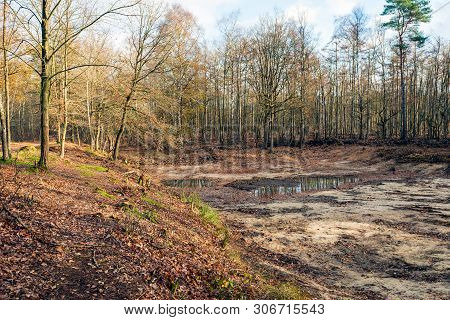Bottom Of An Almost Dried Up Lake In The Netherlands. After The Prolonged Drought Last Summer, The W