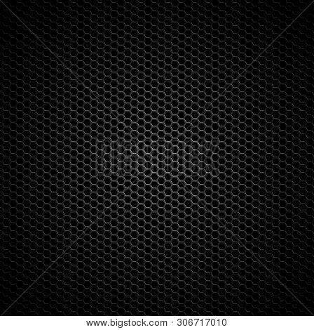 Black Futuristic Textured Background. Metal Hexagon Net.