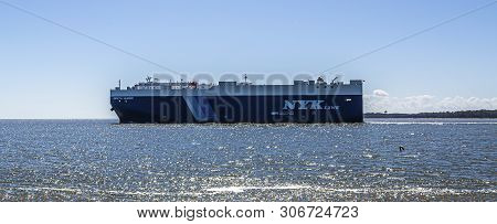 St Simons, Georgia - October 18, 2016: Freighters Now Carry Most Of The Worlds Cargo And The Largest
