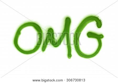Graffiti Omg Inscription Sprayed On White Isolated Background