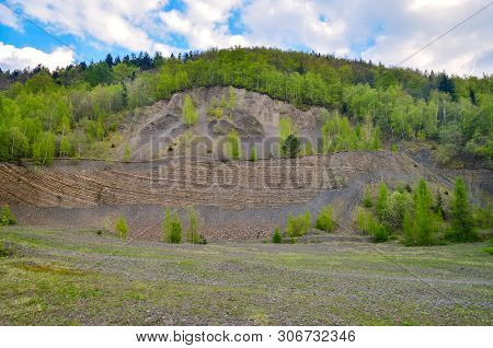 Beautiful Spring Mountain Landscape. Quarry N A Mountain Forest.