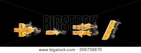 Fast Speed Racing Design Alphabet, Burning Fire And Smoke Plus Minus (dash) Equals Sign And Slash (s