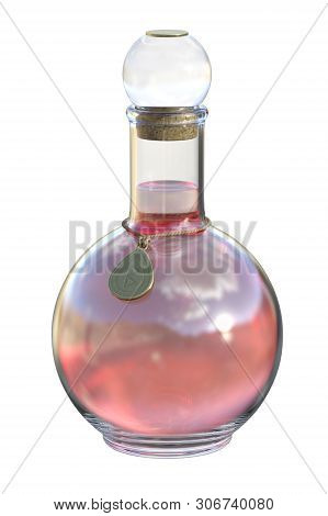 Red Potion Bottle, 3D illustration, 3D Rendering
