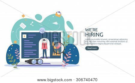 Job Hiring And Online Recruitment Concept With Tiny People Character. Agency Interview. Select A Res
