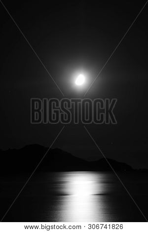 Seaside Town Of Turgutreis And Spectacular Sunsets. With New Moon