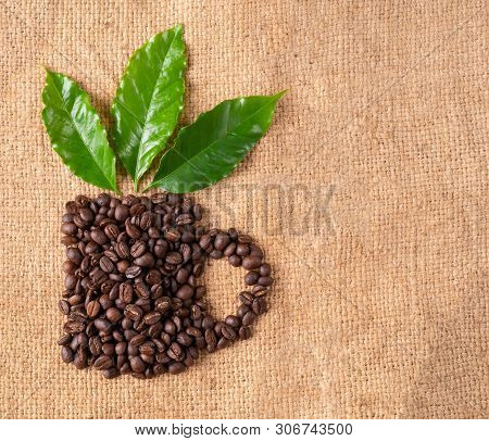 Roasted Coffee Bean On Linin Sack