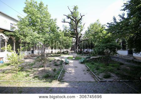 Bucharest, Romania - June 14, 2019: Inner Courtyard Of Scoala Centrala Building (central School).