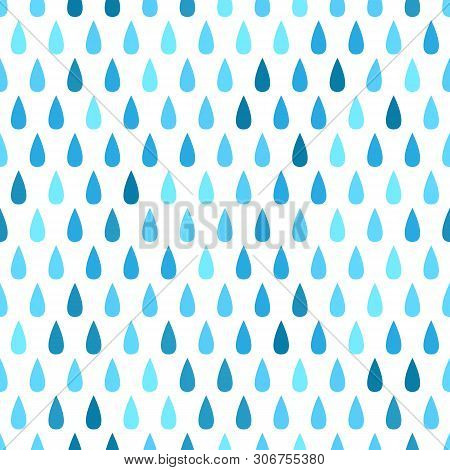 Rain Drops Seamless Pattern On White Background. Vector Illustration.