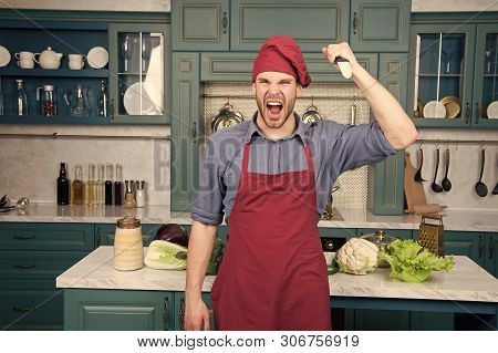 Man Use Sharp Ceramic Knife. Sharp Knife Professional Tool. Chef Choose Professional Tools. Kitchen 
