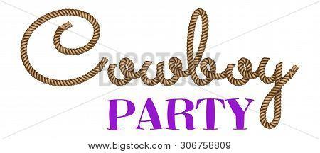 Rope Hand Drawn Lettering Camping With 3d Realistic Effect. Vector Illustration Eps 10.