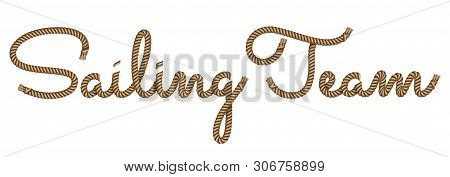 Rope Hand Drawn Lettering Camping With 3d Realistic Effect. Vector Illustration Eps 10.
