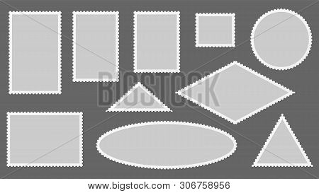 Blank Postage Marks. Poststamps Template. Vintage Postcards Labels.