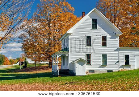 Countryside at sunny autumn day in New Hampshire, USA