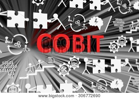Cobit Concept Blurred Background 3d Render Illustration