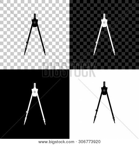 Drawing Compass Icon Isolated On Black, White And Transparent Background. Compasses Sign. Drawing An
