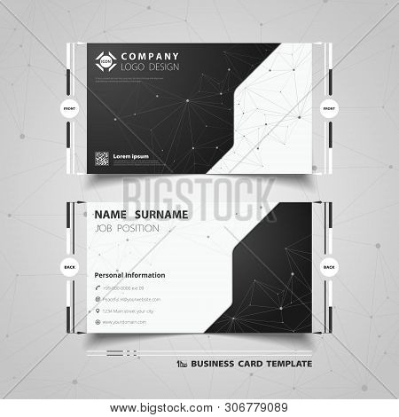 Abstract Black And White Technology Name Card Template Design. Illustration Vector Eps10