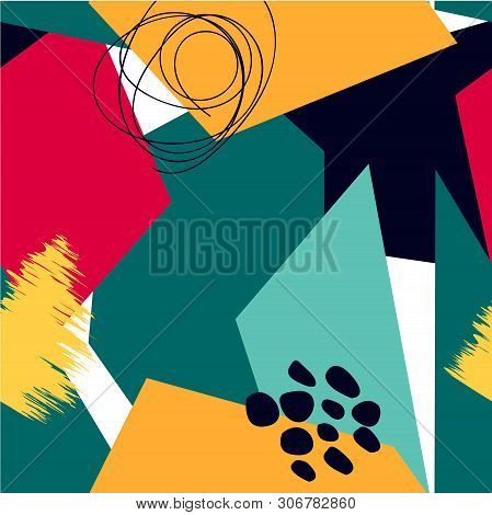 Abstract Seamless Pattern With Graphyc Elements, Modern Abstract Shapes.   Avant-garde Collage Style