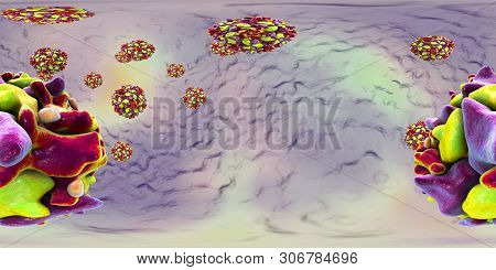 Polioviruses, 360 Degree Vr Spherical Panorama View. An Rna Virus From Picornaviridae Family That Ca