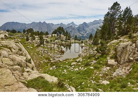 Aigues Tortes National Park Mountain Landscape. Estany Damitges. Spain