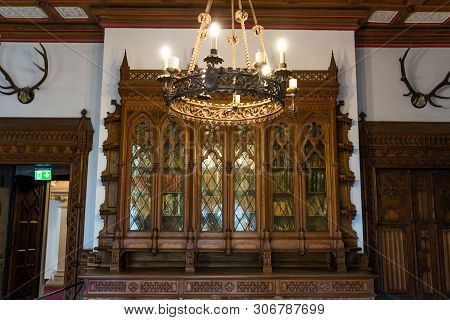 Bad Bentheim, Germany - June 9, 2019. Ancient  Interior Of 11th Century Bentheim Castle. The Castle 