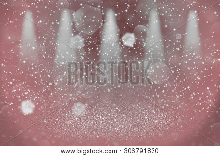 Red Nice Glossy Abstract Background Stage Spotlights With Sparks Fly Defocused Bokeh - Festal Mockup