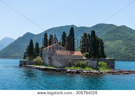 Natural Islet With Saint George Benedictine Monastery. Kotor Bay. Montenegro