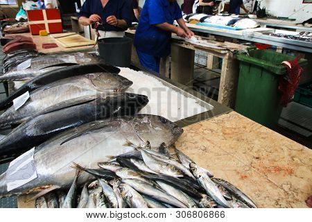 Fish Market, Tuna, Black Scabbard And Sardines In Madeira Island