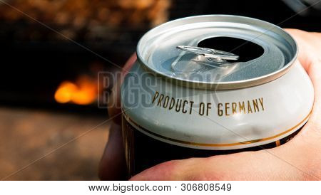 Can Of Beer And The Inscription Product Of Germany.