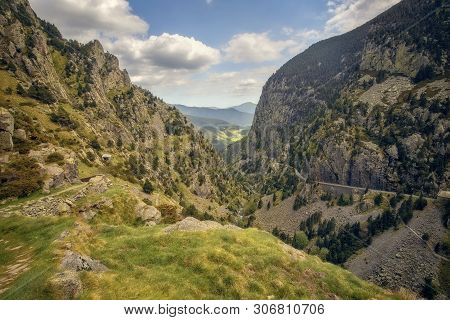 Very Nice Valley In Mountain Pyrenees Of Spain (valley Name Is Vall De Nuria)