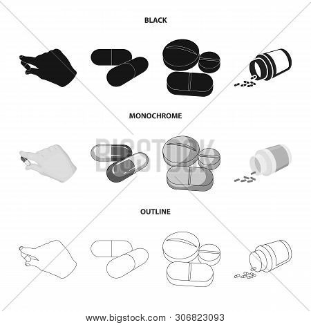 Vector Design Of Pill And Medicine Sign. Set Of Pill And Vitamin Stock Symbol For Web.