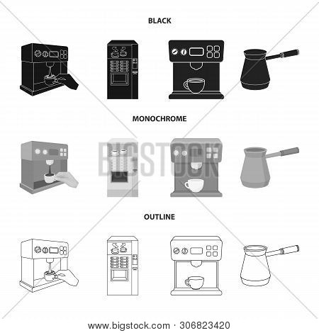 Isolated Object Of Coffee And Machine Symbol. Set Of Coffee And Kitchen Stock Vector Illustration.