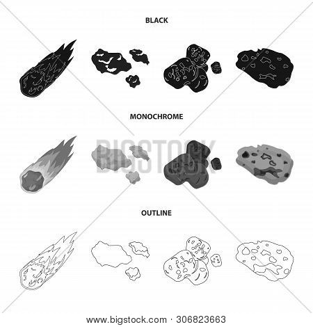 Vector Illustration Of Shooting And Fire Symbol. Set Of Shooting And Asteroid Stock Vector Illustrat